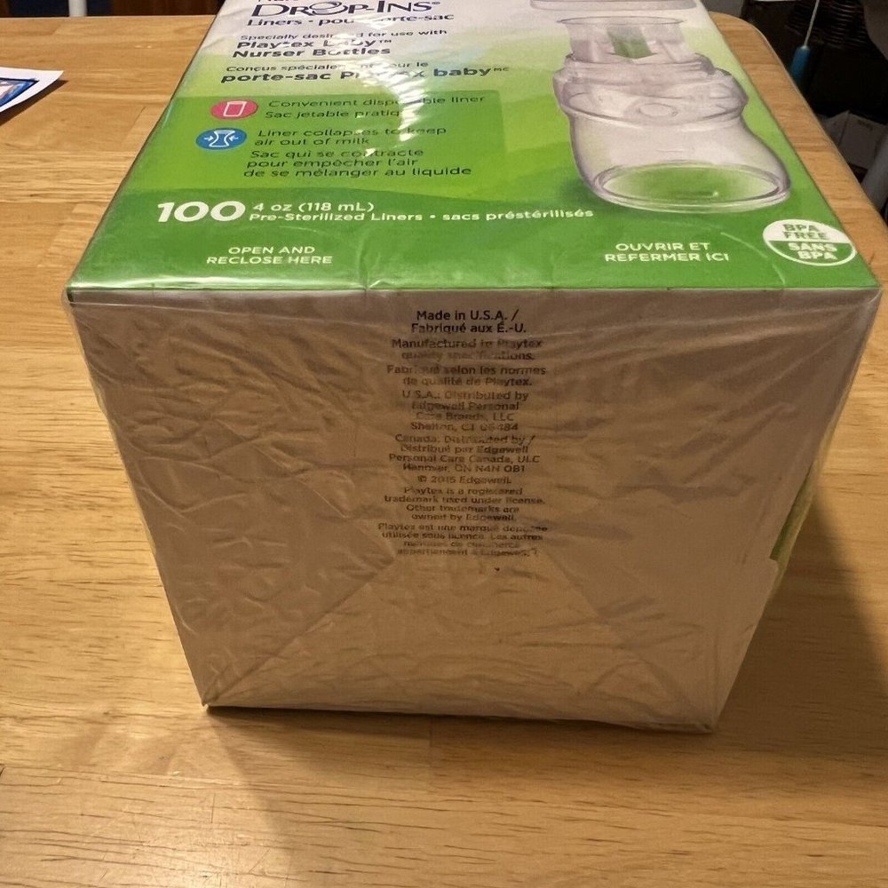 Playtex Baby Nurser Drop-Ins 4 Oz Bottle Liners 100 Count Pack - Sealed / New - Picture 2 of 5